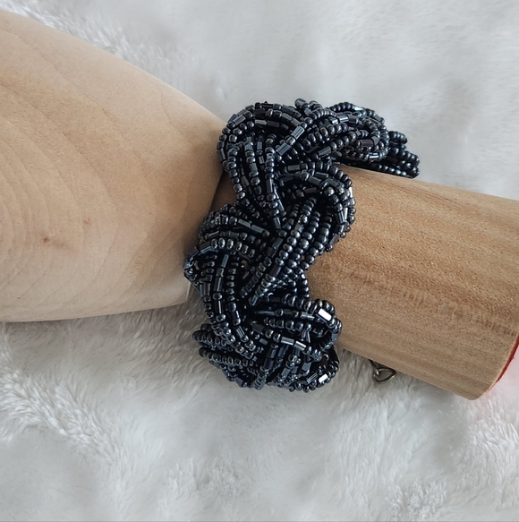 bracelet Jewelry - 🖤Elegant Black Beaded Bracelet – Thick, Glamorous Statement – Preowned